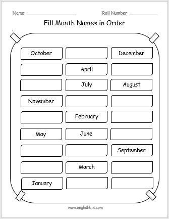writing month in sequential order worksheet englishbix